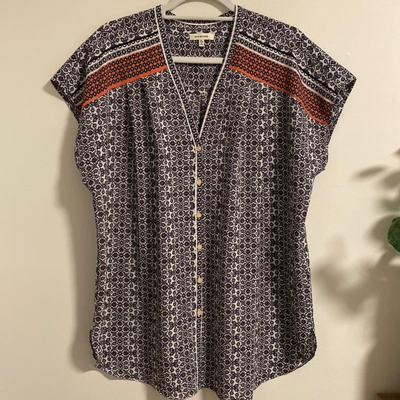 Max Studio Tops - Max Studio Button Down Short Sleeve Blouse Size XL